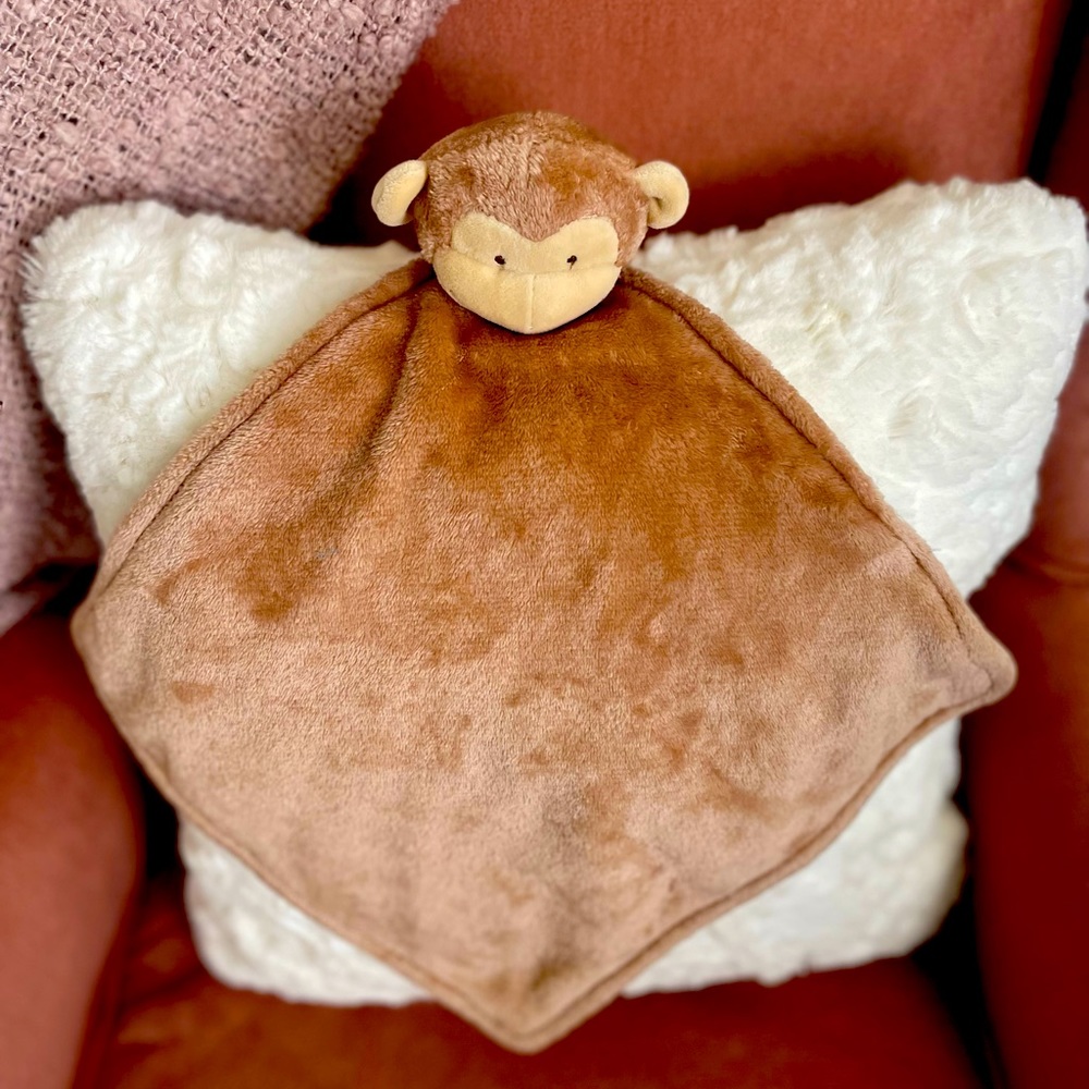 Carter’s monkey Lovey with 13” blanket attached